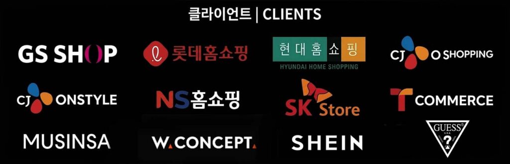 포토그래퍼 김준형, 사진가 김준형, phjun의 주요 클라이언트 및 파트너사 리스트 GS SHOP (GS샵) 롯데홈쇼핑 (Lotte Home Shopping) 현대홈쇼핑 (Hyundai Home Shopping) CJ 온스타일 (CJ ONSTYLE) CJ 오쇼핑 (CJ O Shopping) NS홈쇼핑 (NS Home Shopping) SK스토아 (SK Store) T커머스 (T-Commerce) 무신사 (MUSINSA) W컨셉 (W.CONCEPT) 쉬인 (SHEIN) 게스 (GUESS) 홈쇼핑 광고 제작, 이커머스 영상 제작, 패션 브랜드 마케팅 파트너십