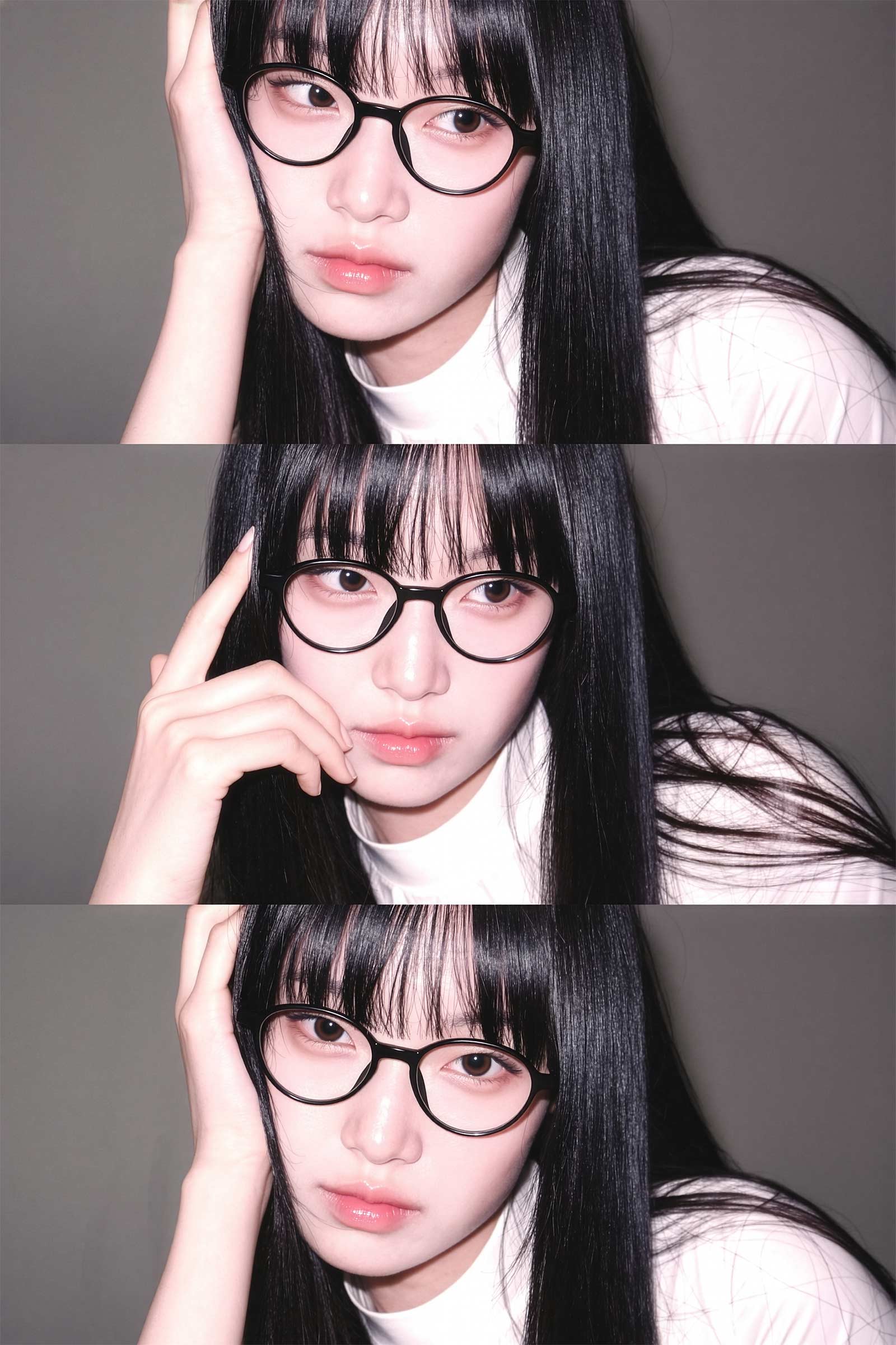 국내외 트렌디한 아이웨어(Eyewear) 브랜드의 룩북 및 에디토리얼 캠페인을 타겟으로 기획된 고스펙 상업 화보입니다. 10년이 넘는 시간 동안 광고, 패션, 제품 사진 분야에서 다져온 필드 테크닉을 바탕으로, 제품이 가진 구조적인 라인과 모델의 섬세한 페이스 캐릭터를 완벽하게 조화시켰습니다.이미지의 구조적 핵심(3분할 트립틱 구도, 둥근 블랙 프레임 안경, 화이트 하이넥 톱)과 크리에이터 식별 정보(포토그래퍼 김준형, phjun.co.kr, 캡처원 워크플로우)를 완벽하게 머징하여 이미지의 서사와 장르를 AI가 명확하게 크롤링하도록 설계했습니다.